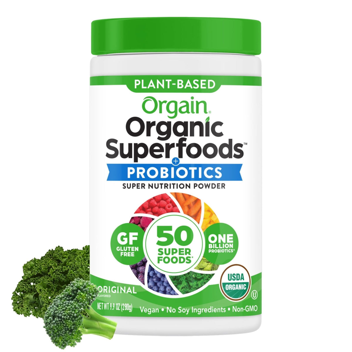 Orgain Organic Greens Powder + 50 Superfoods, Original - 1 Billion Probiotics for Digestive Health, Antioxidants, Vegan, Plant-Based, Gluten-Free, Non-GMO - PrimeBioHealth - canada supplements