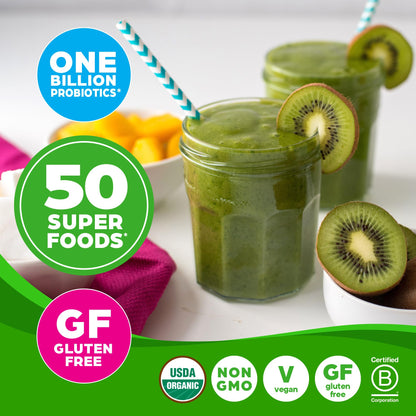 Orgain Organic Greens Powder + 50 Superfoods, Original - 1 Billion Probiotics for Digestive Health, Antioxidants, Vegan, Plant-Based, Gluten-Free, Non-GMO - PrimeBioHealth - canada supplements