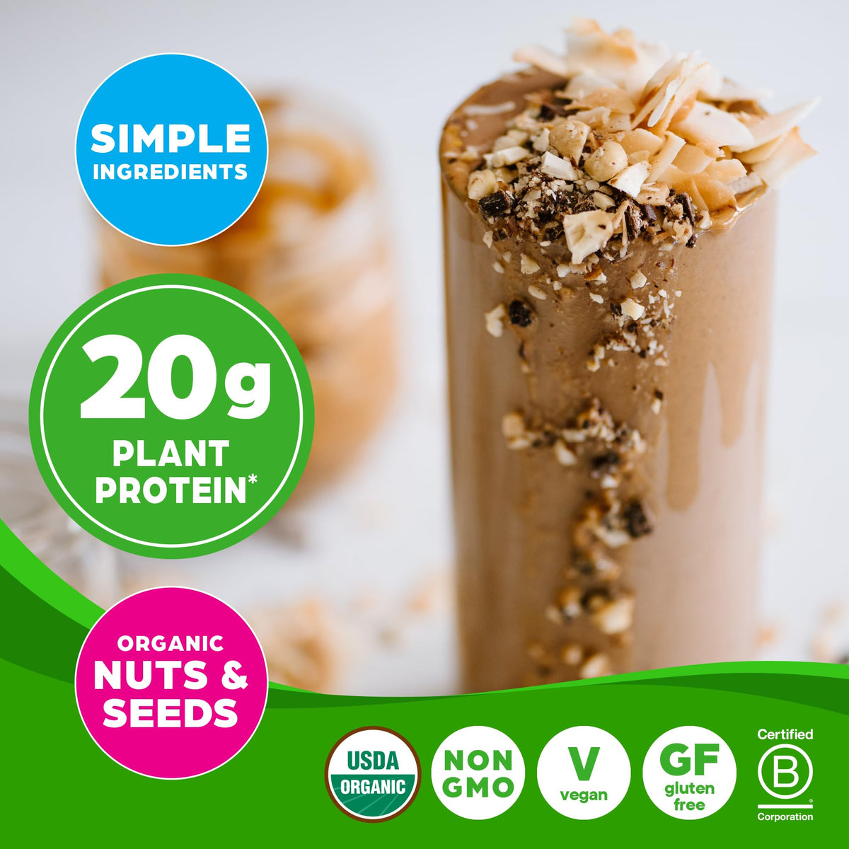 Orgain Organic Simple Vegan Protein Powder, Peanut Butter - 20g Plant Based Protein, With less Ingredients, No Artificial Sweeteners, Gluten Free, No Dairy or Lactose, 1.25 lb (Packaging May Vary) - PrimeBioHealth - canada supplements