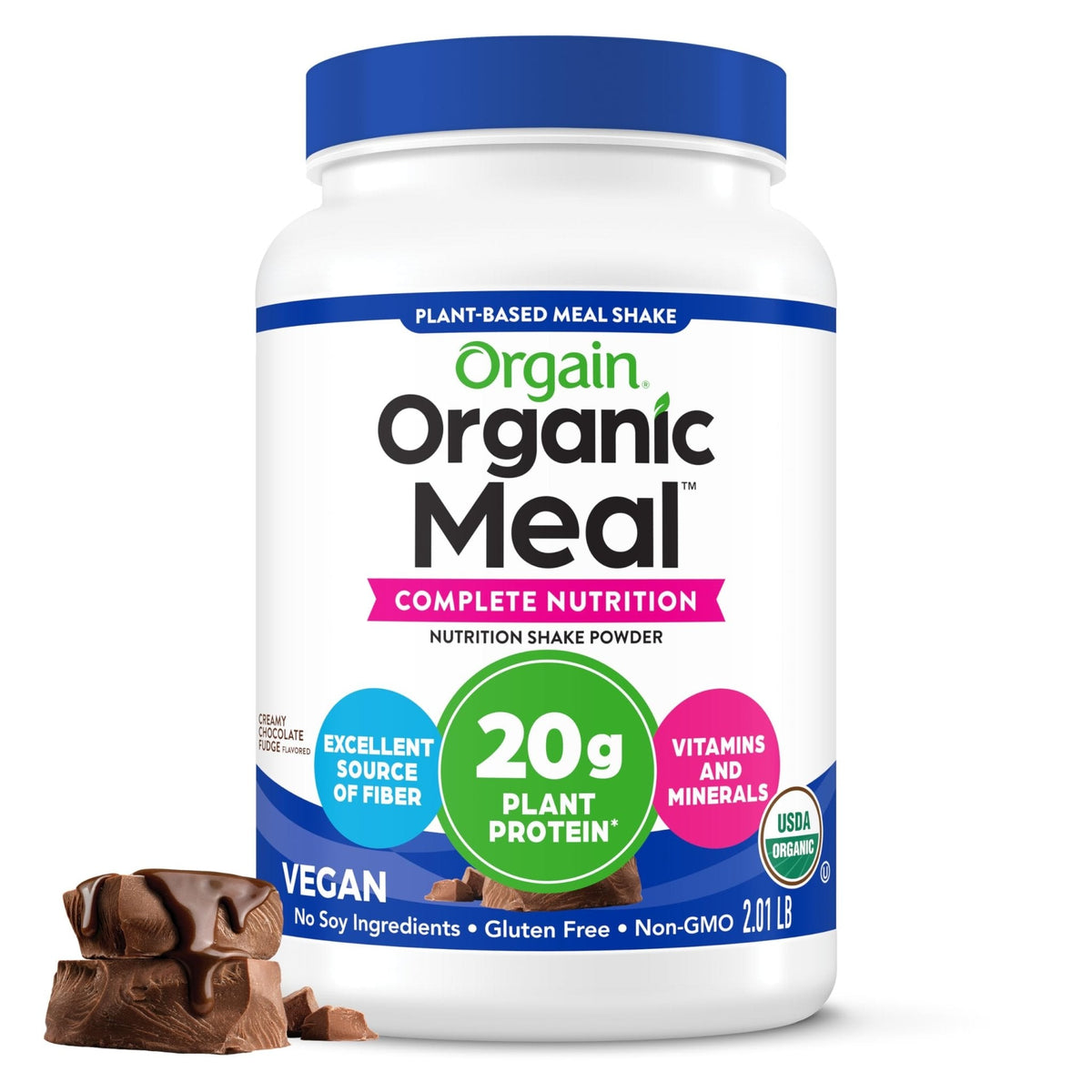 Orgain Organic Vegan Meal Replacement Protein Powder, Creamy Chocolate Fudge - 20g Plant Based Protein, Gluten Free, Dairy Free, Lactose Free, Soy Free, No Sugar Added, - PrimeBioHealth - canada supplements
