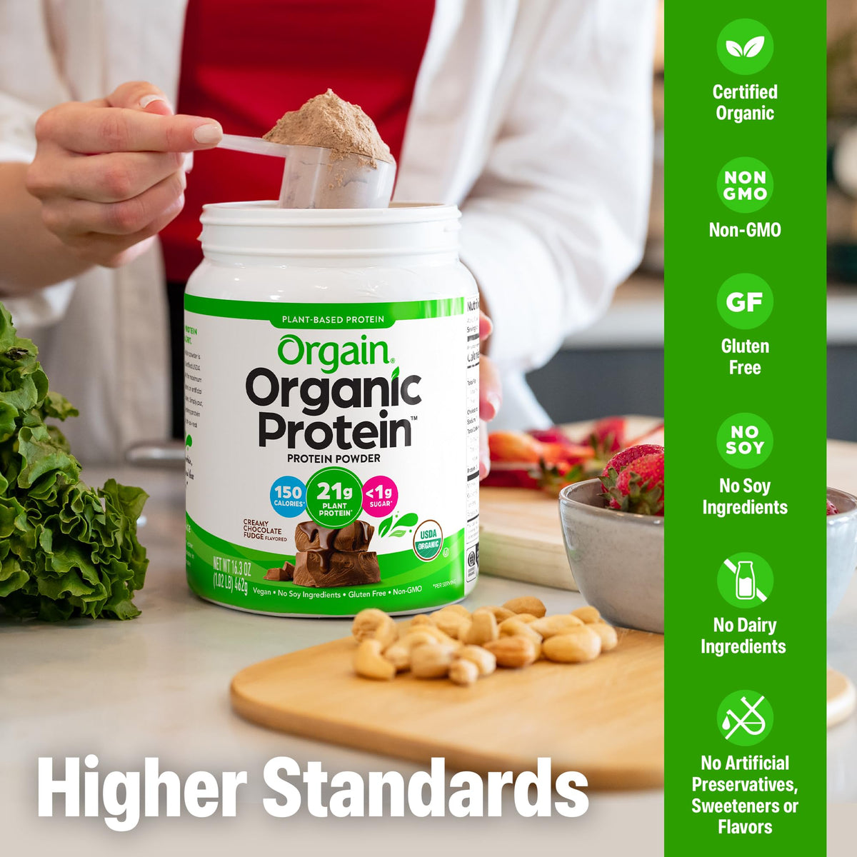 Orgain Organic Vegan Protein Powder, Creamy Chocolate Fudge - 21g Plant Protein, 7g Prebiotic Fiber, Low Net Carb, No Lactose Ingredients, No Added Sugar - PrimeBioHealth - canada supplements