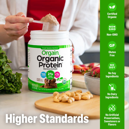 Orgain Organic Vegan Protein Powder, Creamy Chocolate Fudge - 21g Plant Protein, 7g Prebiotic Fiber, Low Net Carb, No Lactose Ingredients, No Added Sugar - PrimeBioHealth - canada supplements