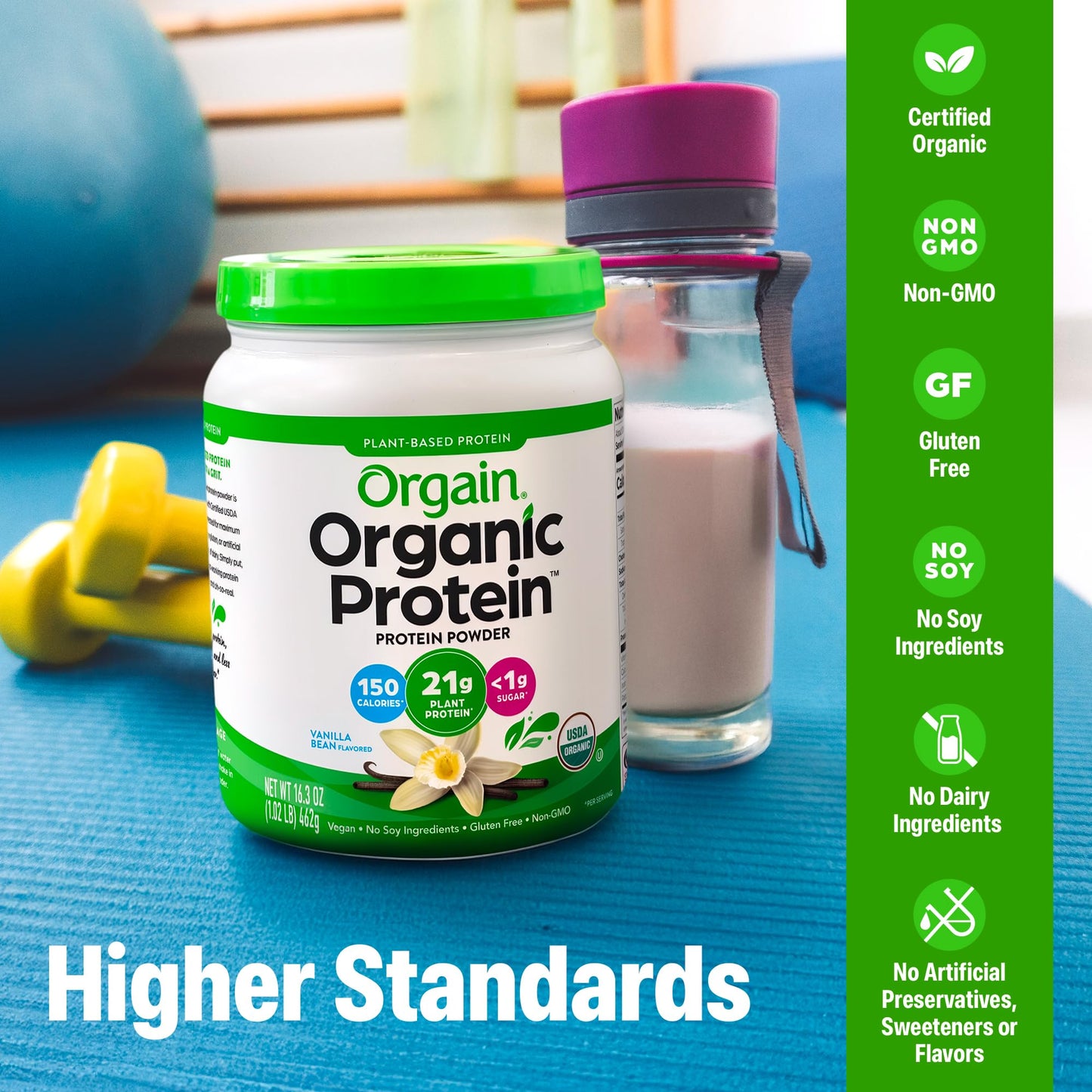 Orgain Organic Vegan Protein Powder, Vanilla Bean - 21g Plant Based Protein, 4g Prebiotic Fiber, No Lactose Ingredients, No Added Sugar, Non-GMO, For Shakes & Smoothies - PrimeBioHealth - canada supplements