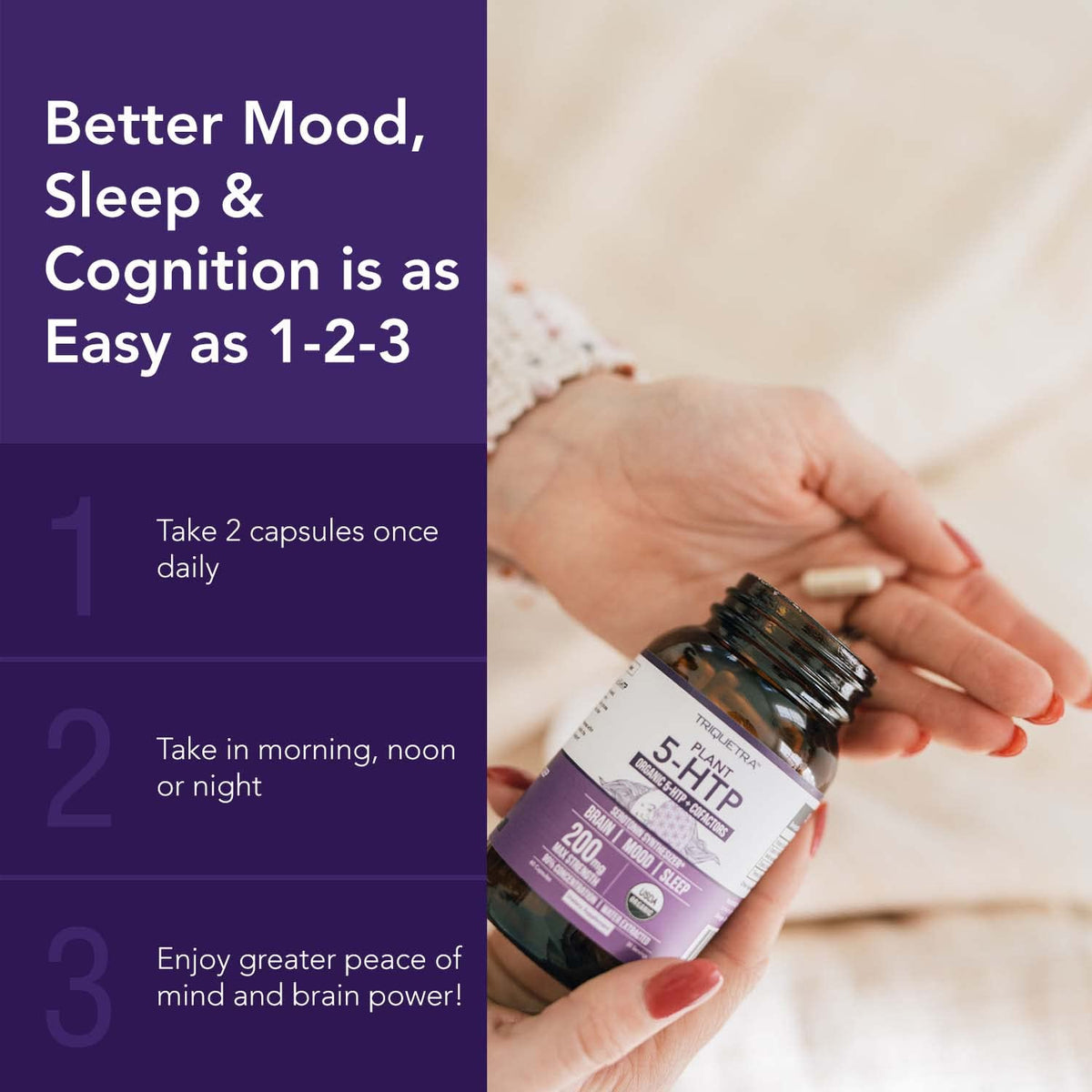 Organic 5-HTP - 200 mg | 99% 5HTP Concentration, Plus Cofactor Vitamin B6 & Lion’s Mane | Water Extracted from Organic Griffonia Seeds | Supports Mood, Cognition & Sleep (60 Capsules | 30 Servings) - PrimeBioHealth - canada supplements