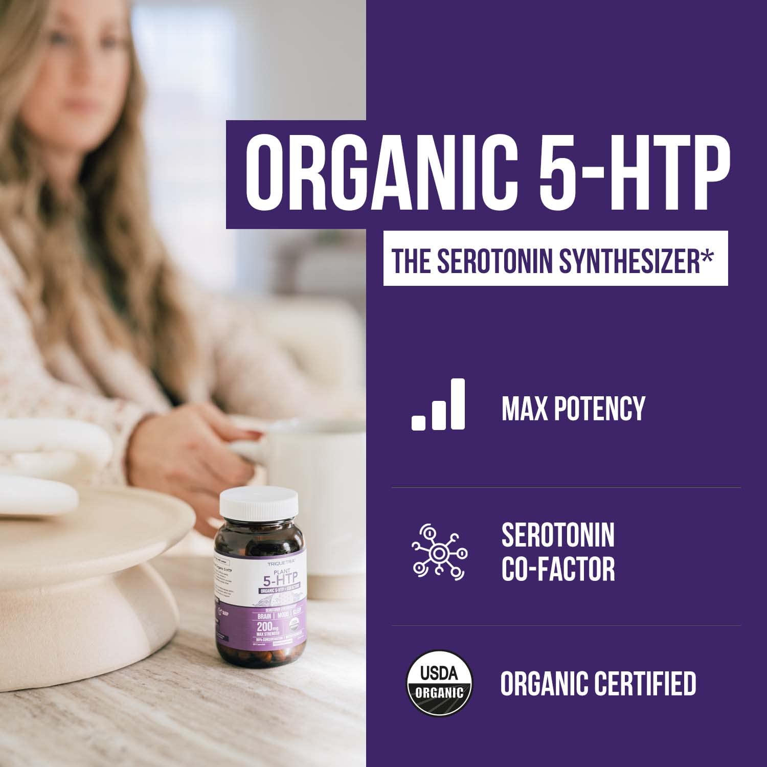 Organic 5-HTP - 200 mg | 99% 5HTP Concentration, Plus Cofactor Vitamin B6 & Lion’s Mane | Water Extracted from Organic Griffonia Seeds | Supports Mood, Cognition & Sleep (60 Capsules | 30 Servings) - PrimeBioHealth - canada supplements