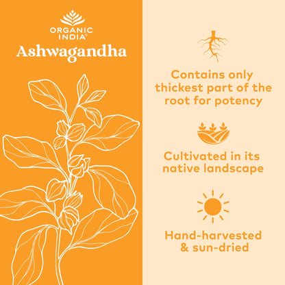 ORGANIC INDIA Ashwagandha Capsules - Organic Ashwagandha Supplement - Vegan Ashwagandha Root, Gluten-Free, Kosher, Non-GMO, Supports Stress Relief, - PrimeBioHealth - canada supplements