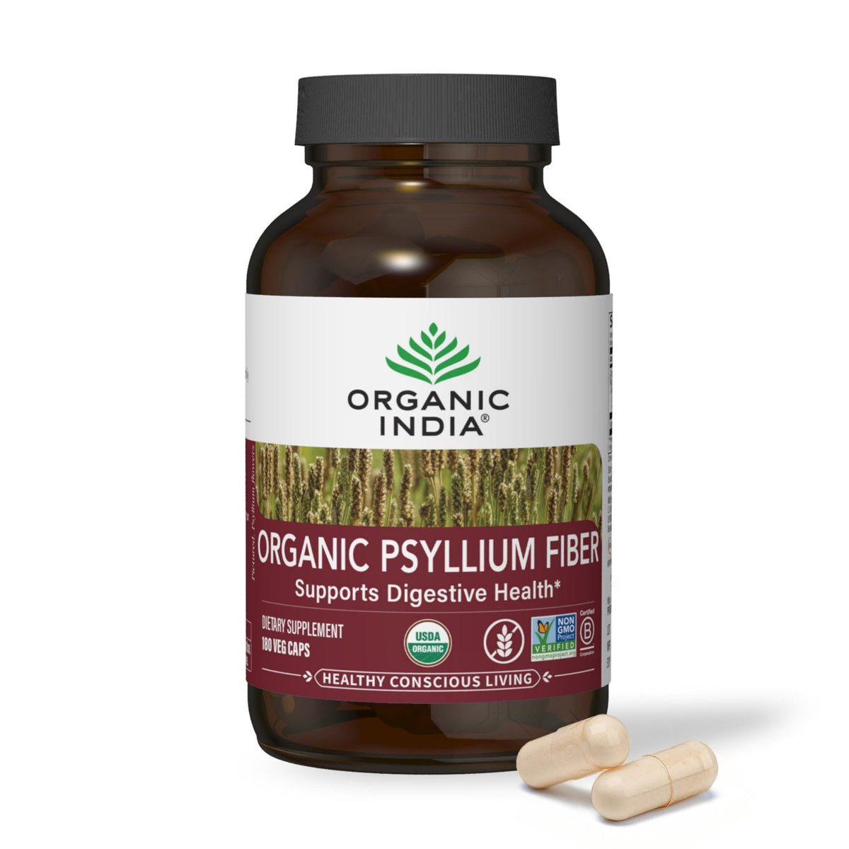 ORGANIC INDIA Psyllium Husk Capsules - Fiber Supplement, Healthy Elimination - Vegan, Keto Friendly, Gluten-Free, USDA Certified Organic, Non-GMO - PrimeBioHealth - canada supplements