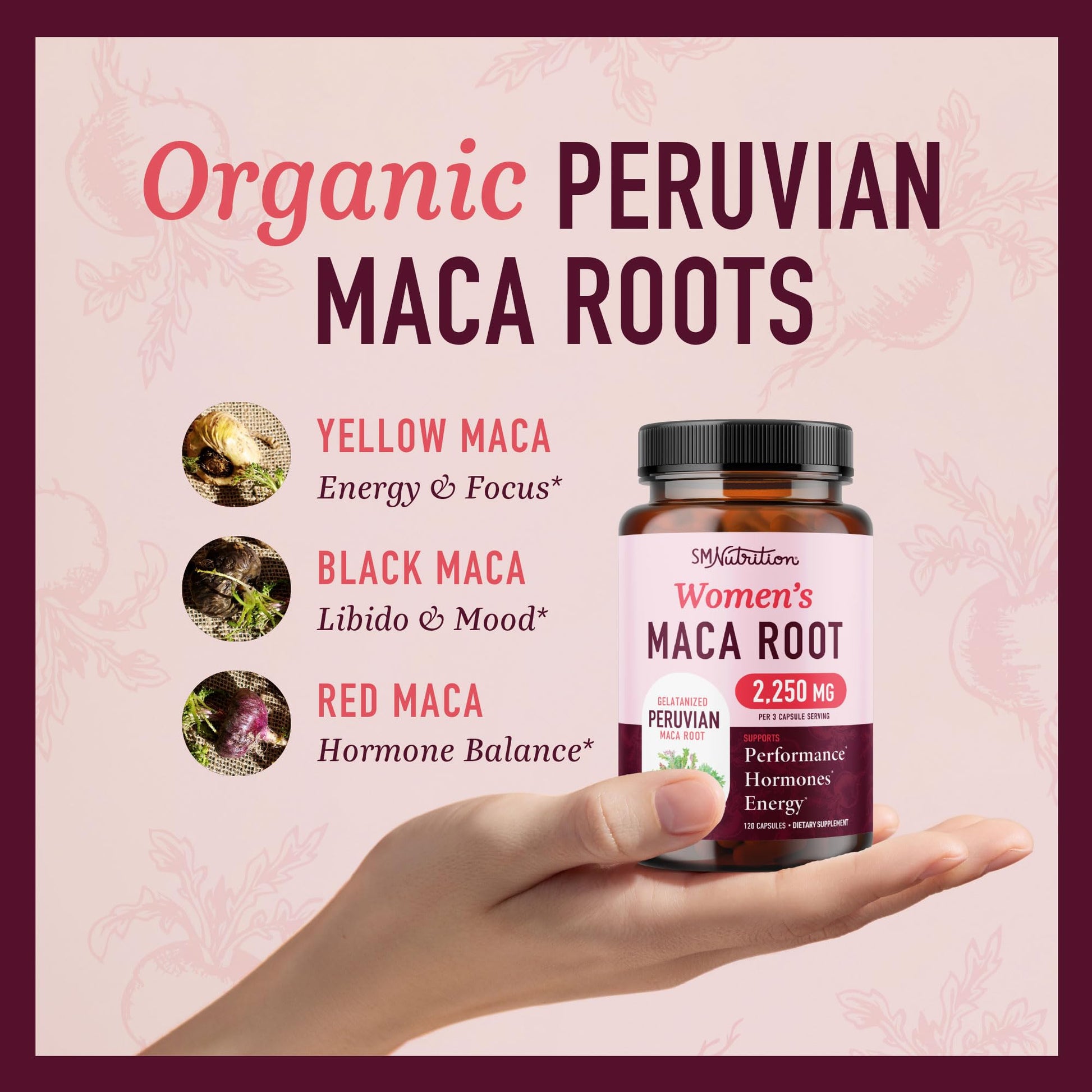 Organic Maca Root Capsules for Women | Peruvian Maca 2250MG Extra Strength | Red, Black & Yellow Root Powder with Black Pepper | Herbal Supplement - PrimeBioHealth - canada supplements