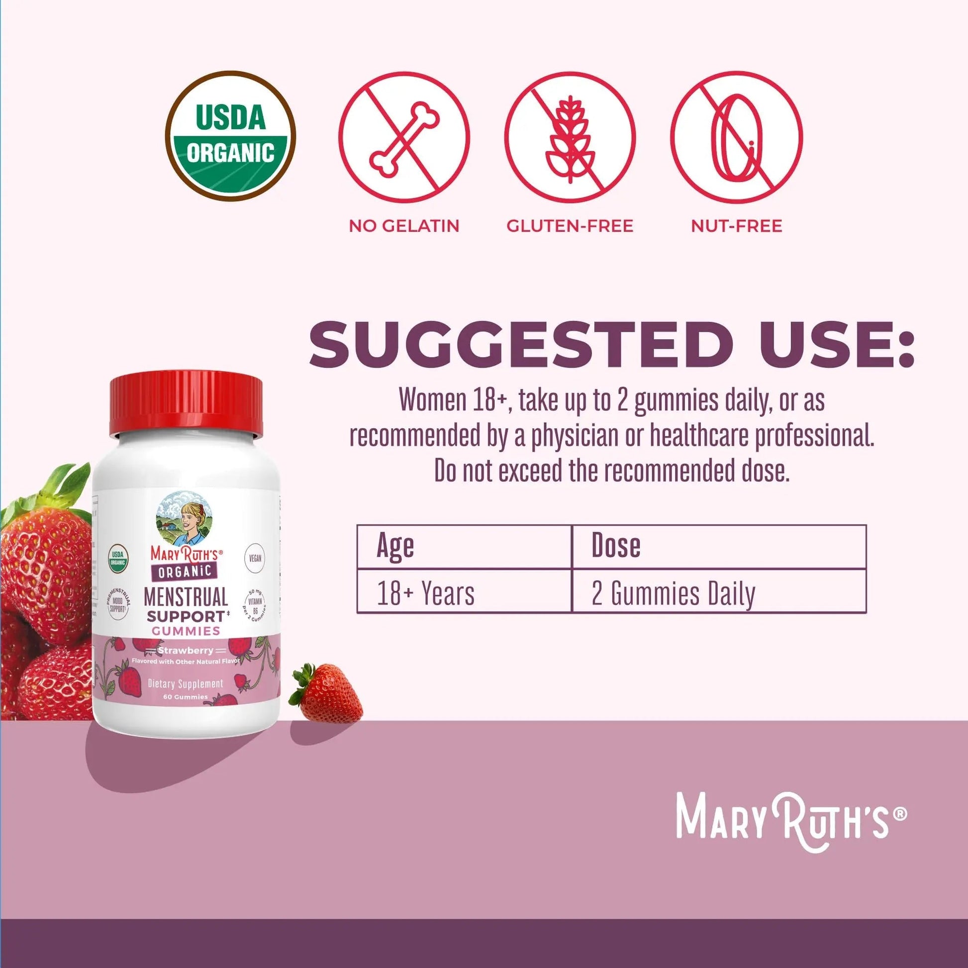 Organic Menstrual Support Gummies by MaryRuth's | for The Relief of Common Symptoms of Premenstrual Syndrome | PMS Support | Premenstrual Mood Support | USDA Organic | Non-GMO | Vegan | 30 Servings - PrimeBioHealth - canada supplements