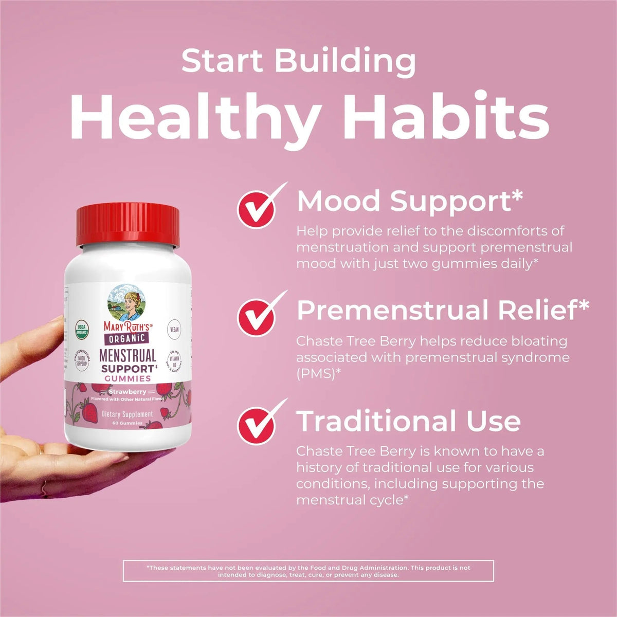 Organic Menstrual Support Gummies by MaryRuth's | for The Relief of Common Symptoms of Premenstrual Syndrome | PMS Support | Premenstrual Mood Support | USDA Organic | Non-GMO | Vegan | 30 Servings - PrimeBioHealth - canada supplements