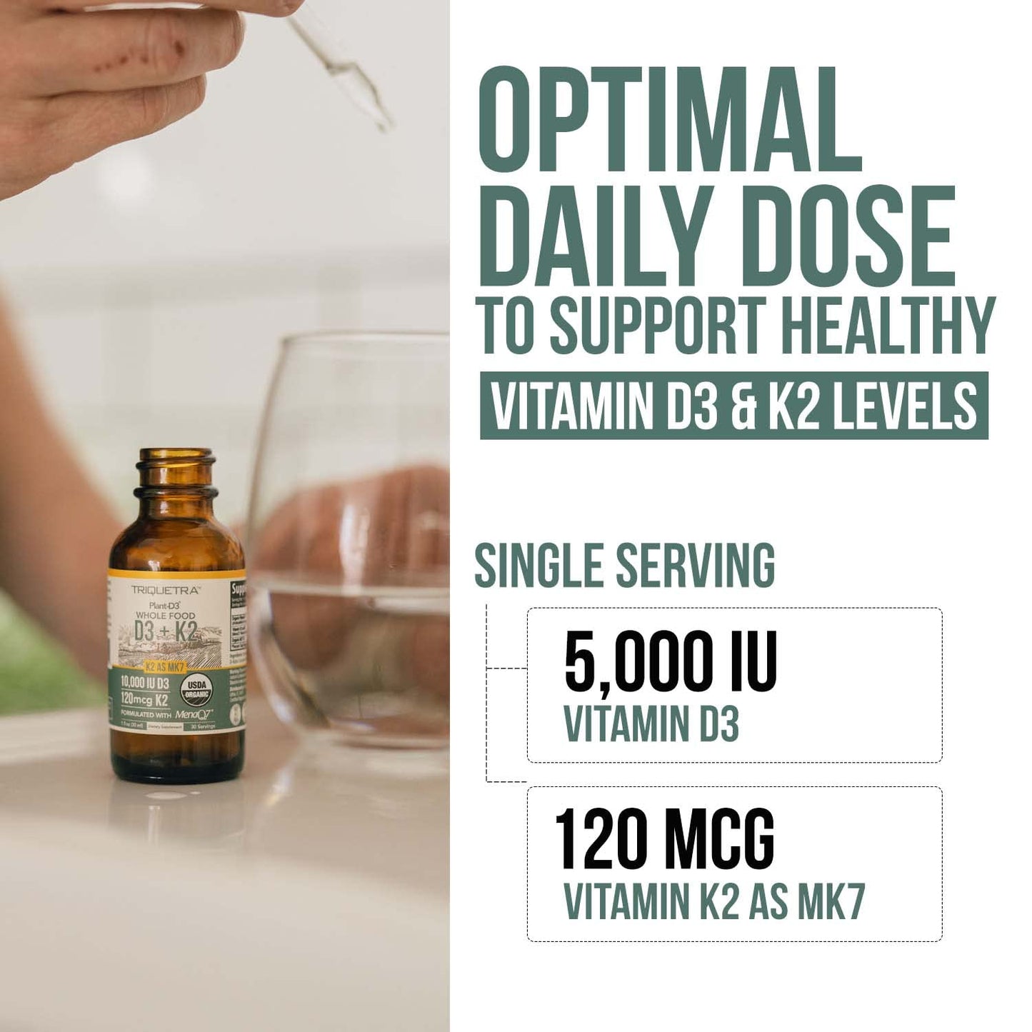 Organic Plant D3 + K2 | 5000 iu D3 + 120 mcg K2 as All-Trans MK7 from MenaQ7® - 100% Whole Food, Raw & Vegan | Enhanced Digestion with Prebiotic & Superfood Complex – D3 from Organic Algae (60 Count) - PrimeBioHealth - canada supplements