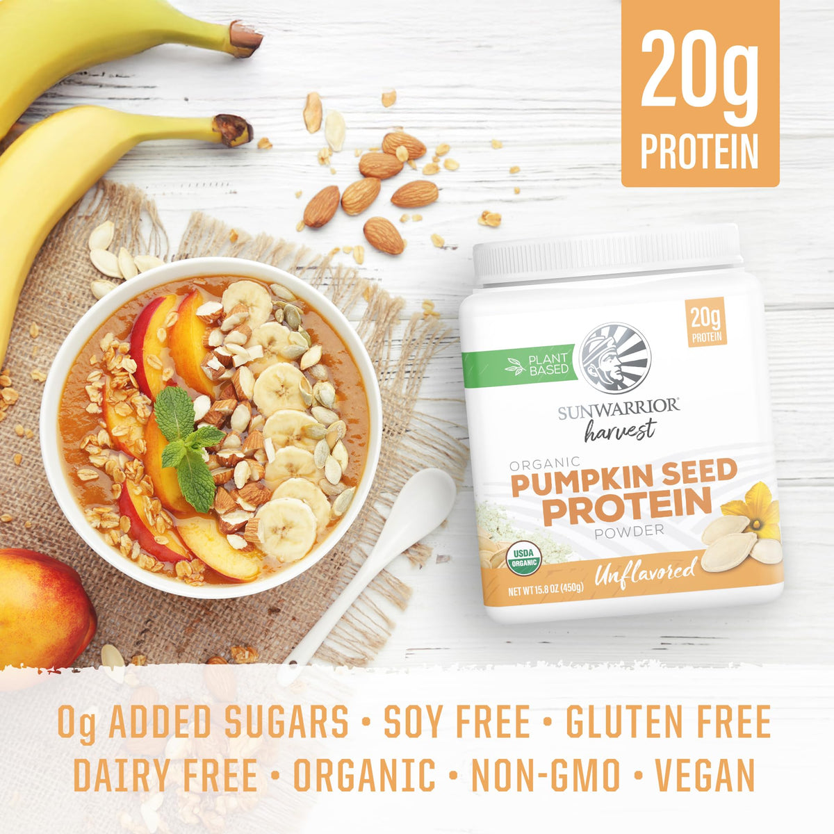 Organic Pumpkin Seed Protein Powder Cold Pressed, Simple Single-Ingredient Superfood Plant-Based, Easy to Digest All 9 Essential Amino Acids Mild Flavor for Smoothies - PrimeBioHealth - canada supplements
