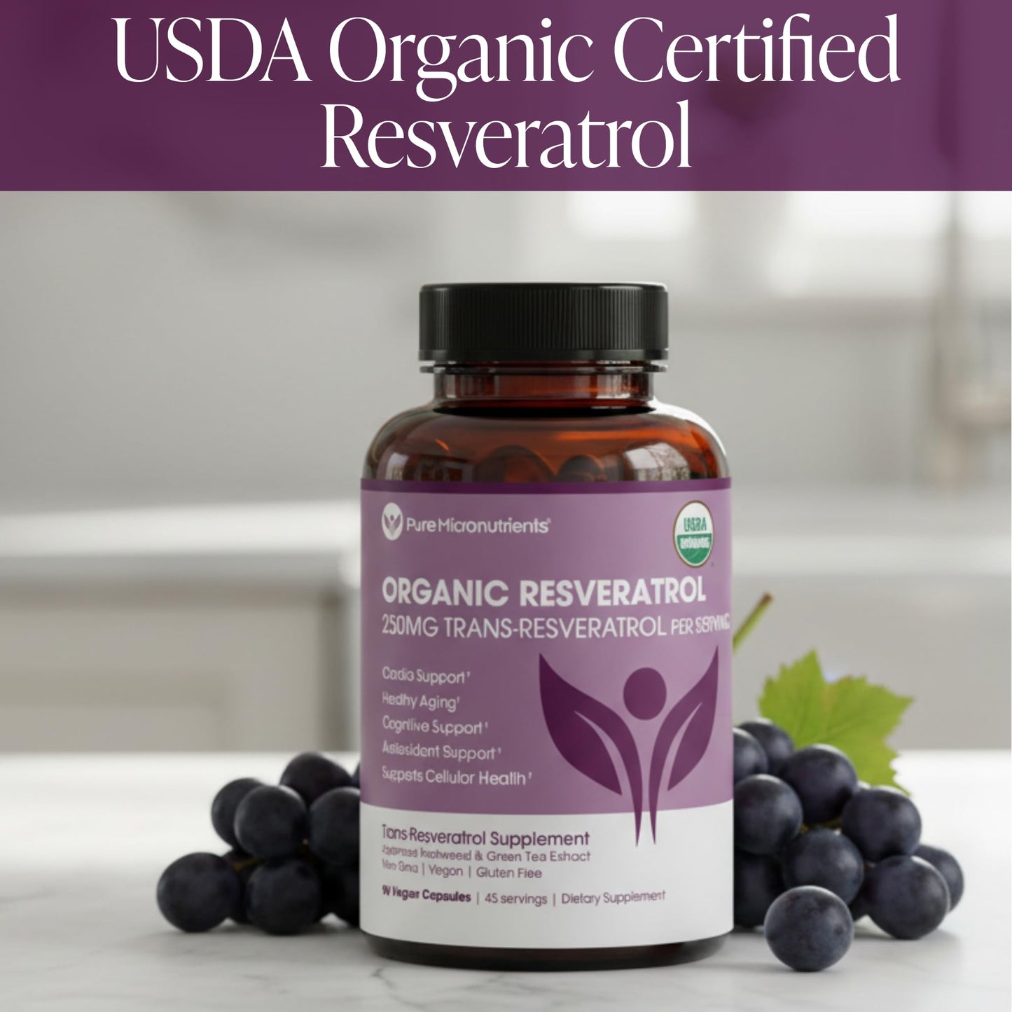 Organic Resveratrol Supplement – Trans-Resveratrol Capsules with Green Tea – Highly Purified & Bioavailable - PrimeBioHealth - canada supplements