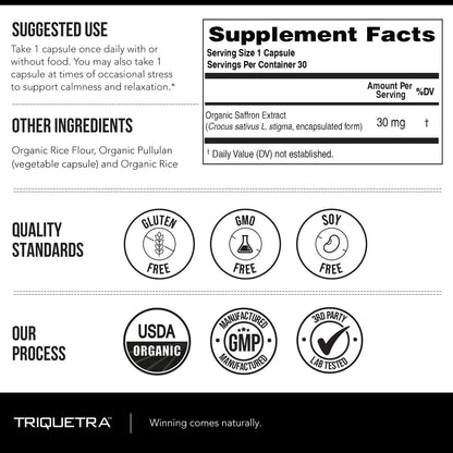 Organic Saffron Extract: Optimized Extract with Safromotivines, Safranal, and Crocins – Clinically Studied | Premium Persian Sargol Quality | Supports Mood, Calmness, and Relaxation – 30 Servings - PrimeBioHealth - canada supplements