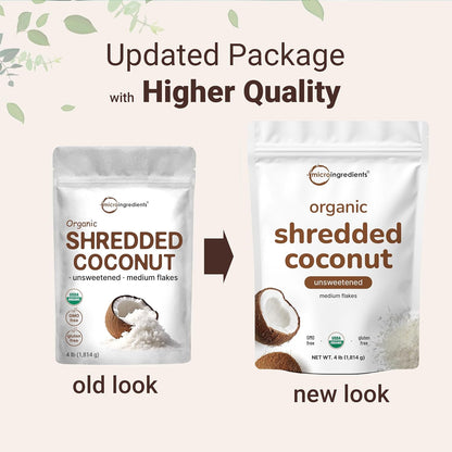 Organic Shredded Coconut Flakes, 4lbs | Raw Unsweetened Flavor, Medium Sized | Great for Baking, Smoothies, or Garnish | Non-GMO, Sugar Free, Keto Friendly - PrimeBioHealth - canada supplements