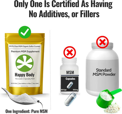 Organic Sulfur Crystals | 99.9% Pure MSM Crystals for Joint Support, Recovery, Hair, Skin & Nails | 90 Servings | 1 lb Bag - PrimeBioHealth - canada supplements