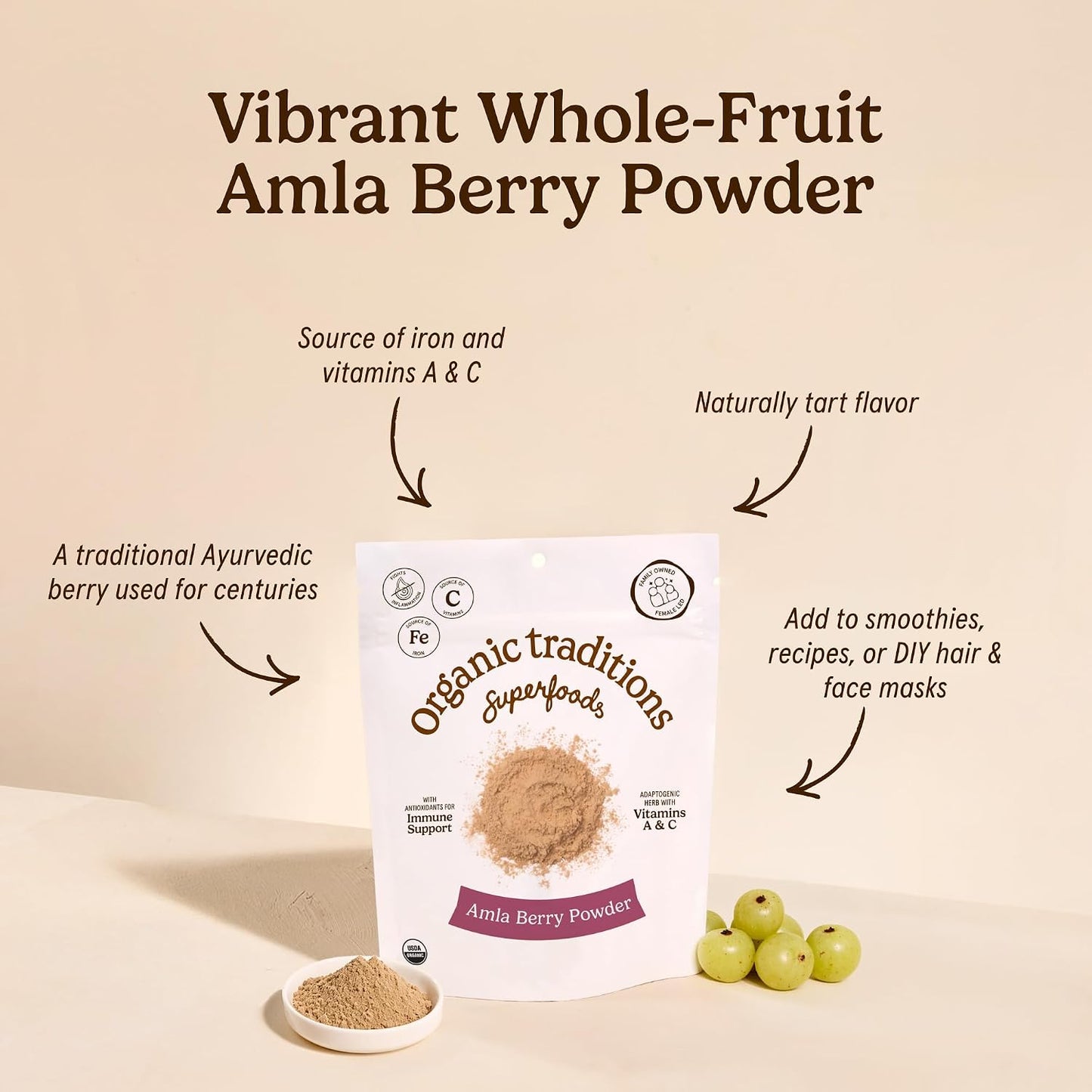 Organic Traditions Amla Powder, Amla Powder Organic from Indian Gooseberry, Wholefood Vitamin C Fruit for Smoothies Juices and Recipes, Superfood Plant Based Non GMO Powdered Amla Fruit, 200g /7oz Bag - PrimeBioHealth - canada supplements