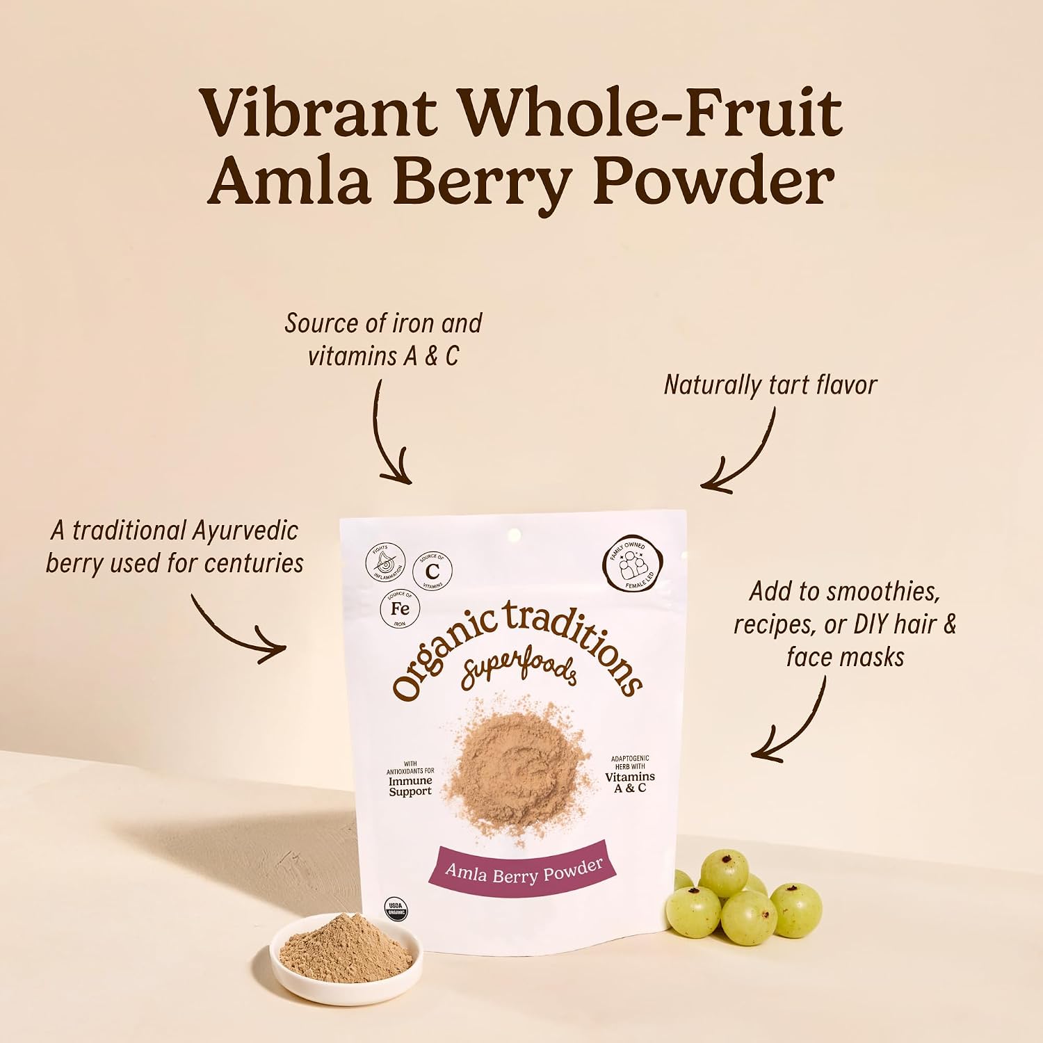 Organic Traditions Amla Powder, Amla Powder Organic from Indian Gooseberry, Wholefood Vitamin C Fruit for Smoothies Juices and Recipes, Superfood Plant Based Non GMO Powdered Amla Fruit, 200g /7oz Bag - PrimeBioHealth - canada supplements