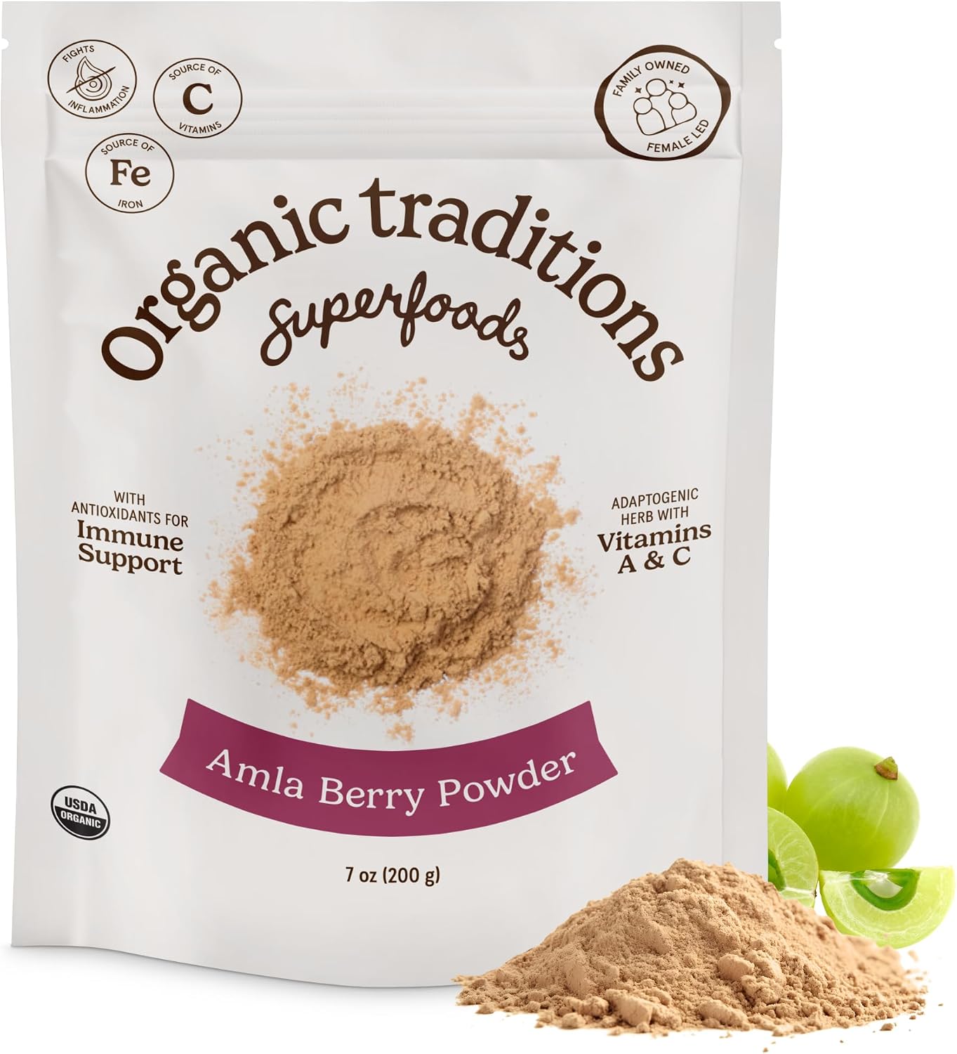 Organic Traditions Amla Powder, Amla Powder Organic from Indian Gooseberry, Wholefood Vitamin C Fruit for Smoothies Juices and Recipes, Superfood Plant Based Non GMO Powdered Amla Fruit, 200g /7oz Bag - PrimeBioHealth - canada supplements