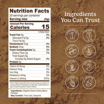 Organic Traditions Camu Camu Powder Organic, Camu Camu Powder from Amazon Superfruit, Rich in Wholefood Vitamin C, Bright Tangy Superfood Ingredient for Smoothies, Plant Based Non GMO, 100g / 3.5oz - PrimeBioHealth - canada supplements