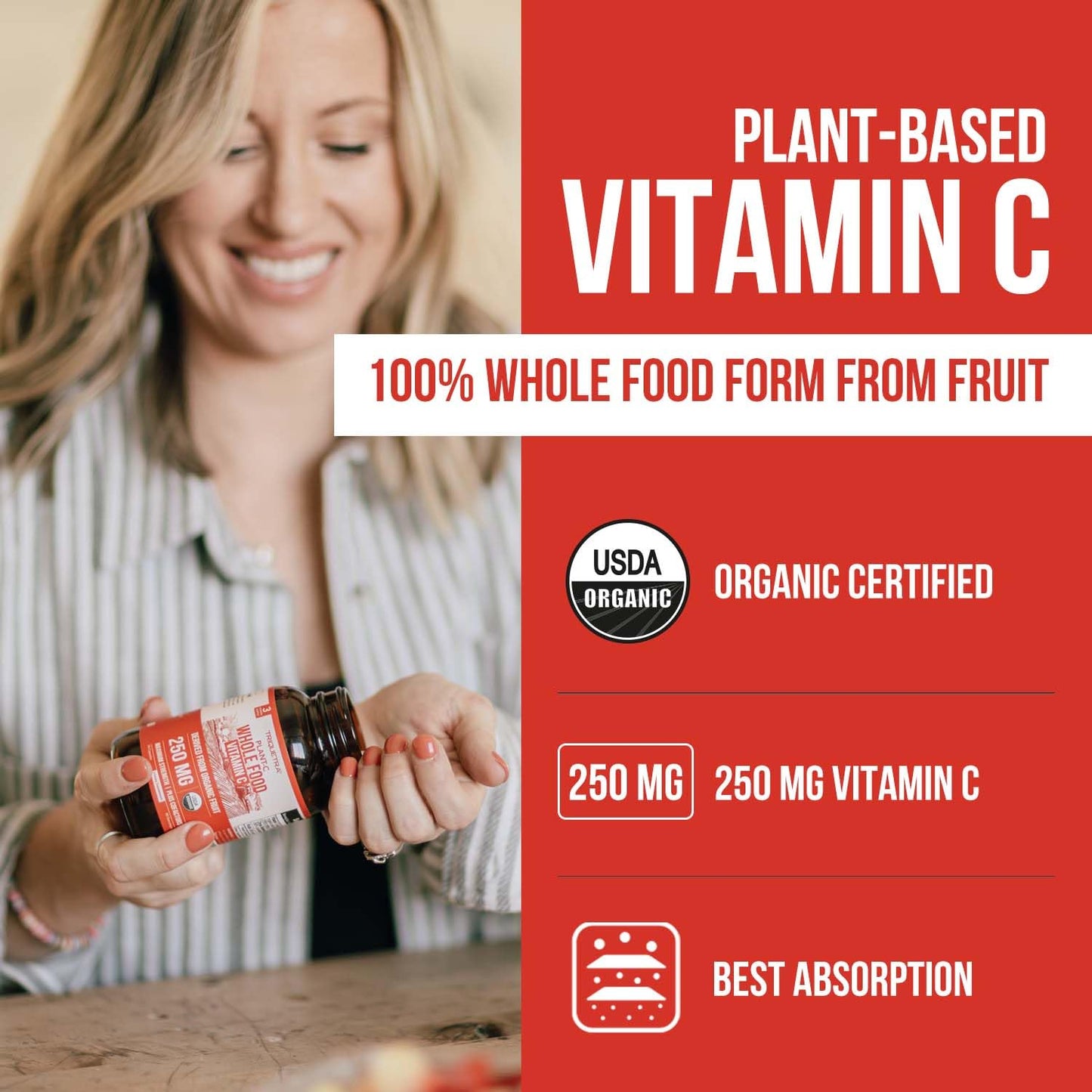 Organic Vitamin C | Whole Food Vitamin C from Fruit Plus Absorption Enhancing Cofactors - Vegan, Enhanced Bioavailability - Immune Support, Antioxidant, Total Health (90 Servings) - PrimeBioHealth - canada supplements