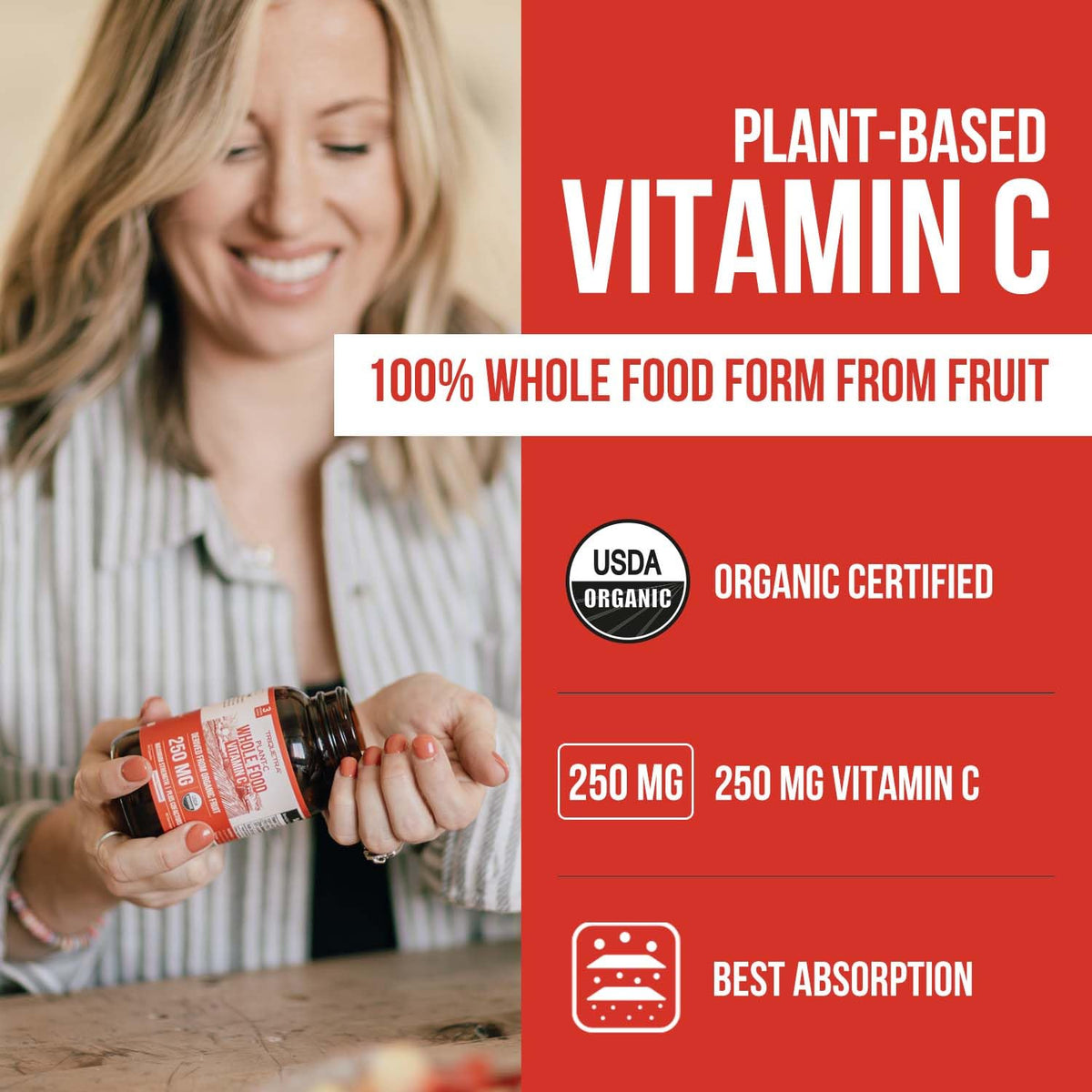 Organic Vitamin C | Whole Food Vitamin C from Fruit Plus Absorption Enhancing Cofactors - Vegan, Enhanced Bioavailability - Immune Support, Antioxidant, Total Health (90 Servings) - PrimeBioHealth - canada supplements