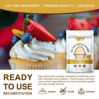 Orgnisulmte Egg White Protein Powder 8 Oz, Pasteurized Dried Egg Whites Protein, Gluten-Free, Non-GMO, Unflavored, Free Range High Whip for Baking, Desserts 227g - PrimeBioHealth - canada supplements