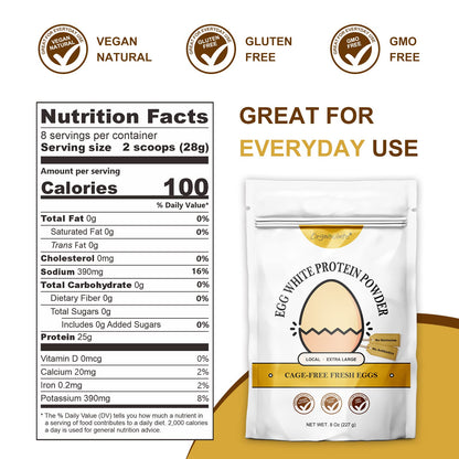 Orgnisulmte Egg White Protein Powder 8 Oz, Pasteurized Dried Egg Whites Protein, Gluten-Free, Non-GMO, Unflavored, Free Range High Whip for Baking, Desserts 227g - PrimeBioHealth - canada supplements