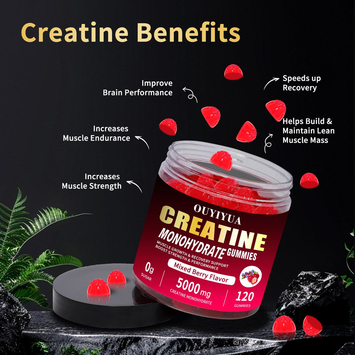 OUYIYUA Creatine Monohydrate Gummies 5000mg for Men & Women - Sugar Free Pre-Workout Supplement, Chewables for Muscle Strength, Muscle Builder, Energy Boost, - PrimeBioHealth - canada supplements