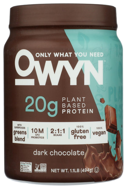 OWYN Only What You Need Plant-Based Protein Powder, Dark Chocolate, 1.17 lbs - PrimeBioHealth - canada supplements