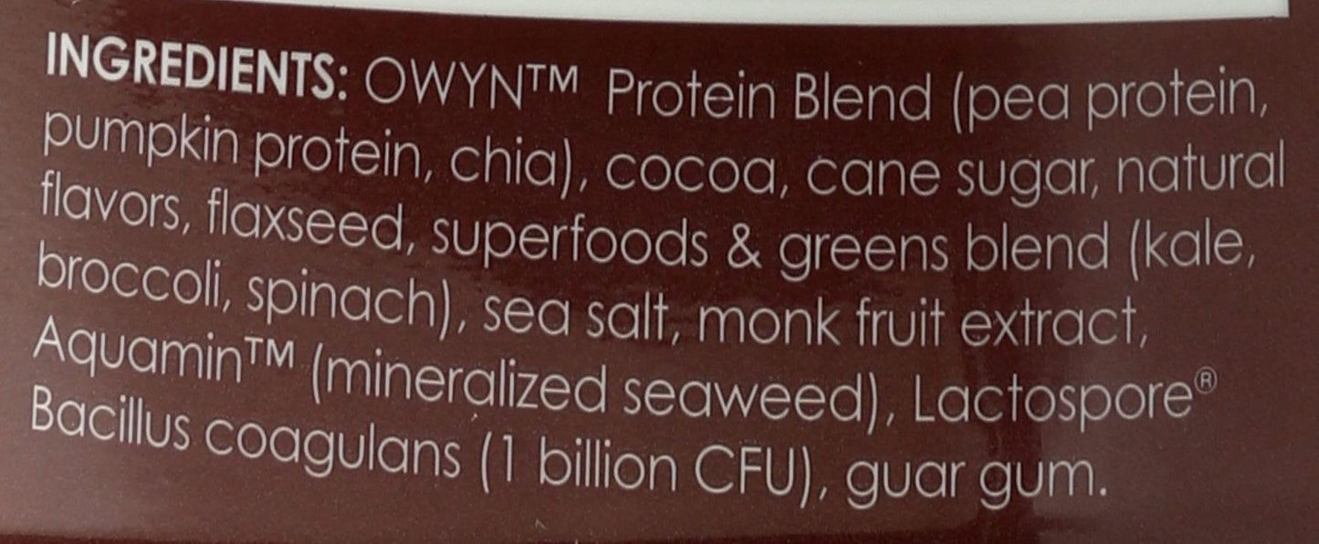 OWYN Only What You Need Plant-Based Protein Powder, Dark Chocolate, 1.17 lbs - PrimeBioHealth - canada supplements