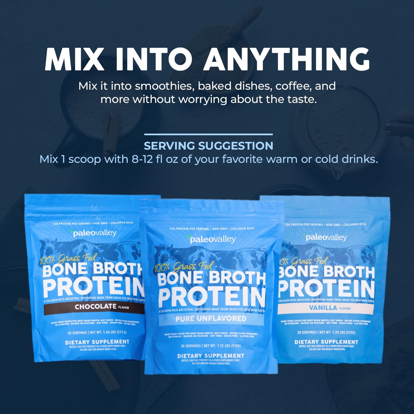 Paleovalley 100% Grass Fed Beef Bone Broth Protein Powder - Rich in Collagen Peptides for Hair, Skin, Gut Health, Bone and Joint Support - PrimeBioHealth - canada supplements
