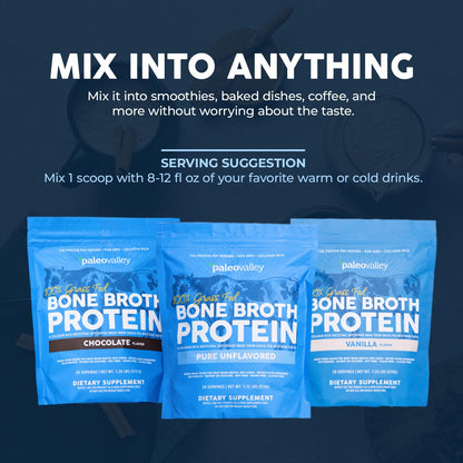 Paleovalley 100% Grass Fed Beef Bone Broth Protein Powder - Rich in Collagen Peptides for Hair, Skin, Gut Health, Bone and Joint Support - PrimeBioHealth - canada supplements