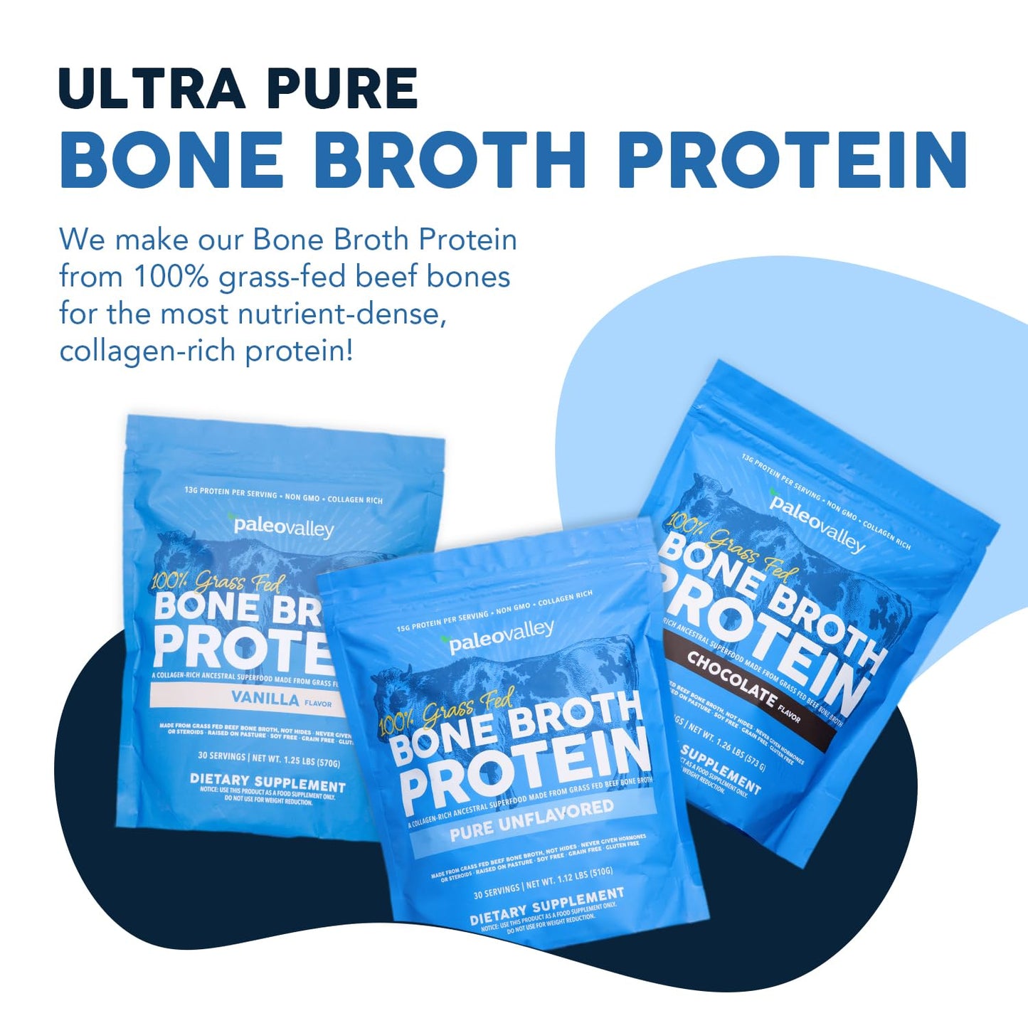 Paleovalley 100% Grass Fed Beef Bone Broth Protein Powder - Rich in Collagen Peptides for Hair, Skin, Gut Health, Bone and Joint Support - PrimeBioHealth - canada supplements