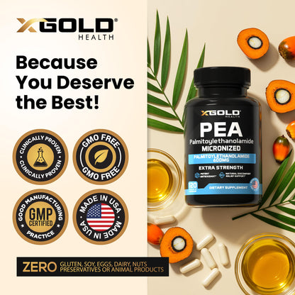 Palmitoylethanolamide Pea Supplement 600 mg | Micronized Pea 99% Highly Purified and Bioavailable | Made in USA | Supplement for Men and Women - 120 Capsules - PrimeBioHealth - canada supplements