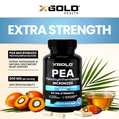 Palmitoylethanolamide Pea Supplement 600 mg | Micronized Pea 99% Highly Purified and Bioavailable | Made in USA | Supplement for Men and Women - 120 Capsules - PrimeBioHealth - canada supplements