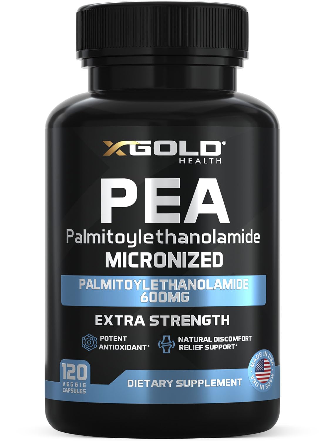 Palmitoylethanolamide Pea Supplement 600 mg | Micronized Pea 99% Highly Purified and Bioavailable | Made in USA | Supplement for Men and Women - 120 Capsules - PrimeBioHealth - canada supplements