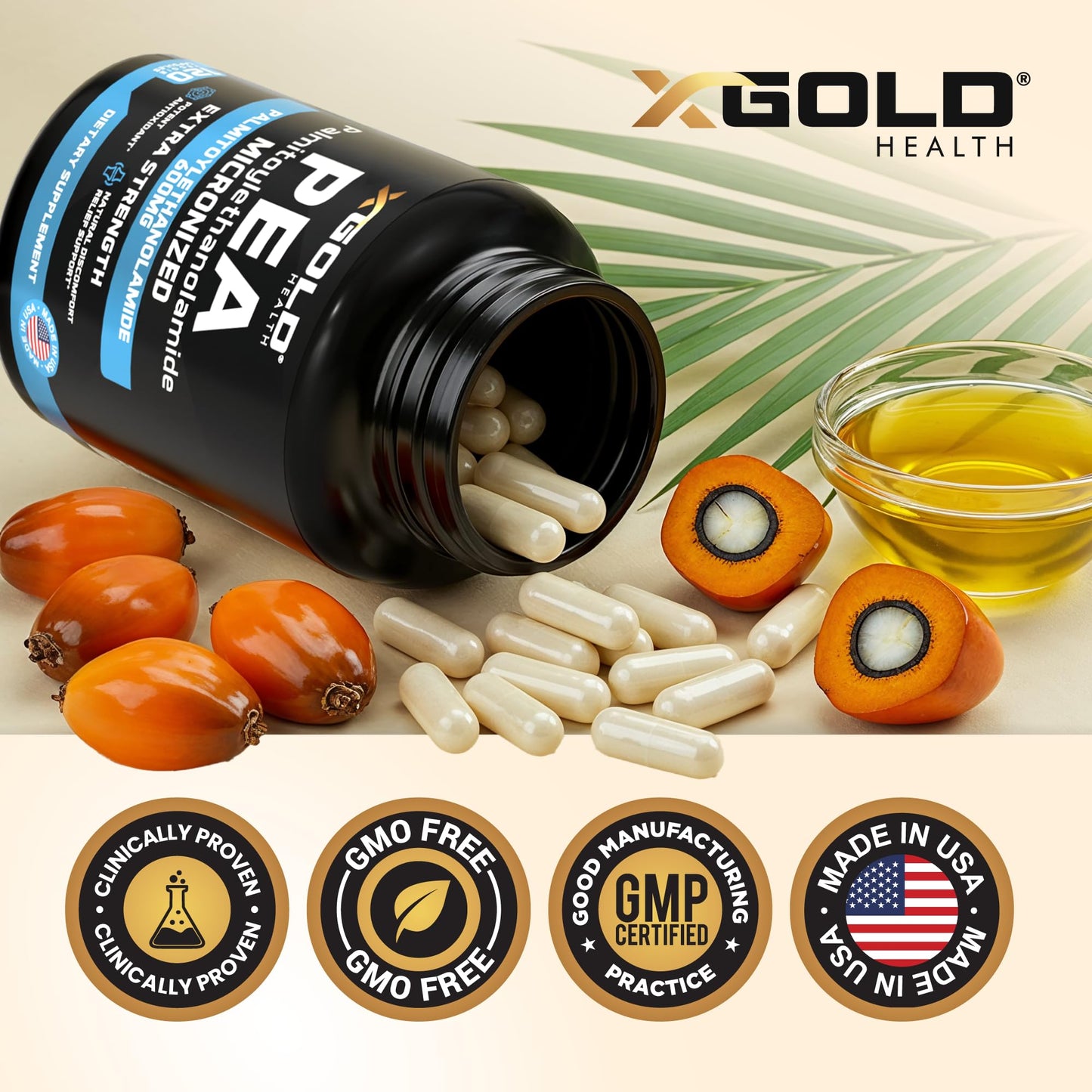 Palmitoylethanolamide Pea Supplement 600 mg | Micronized Pea 99% Highly Purified and Bioavailable | Made in USA | Supplement for Men and Women - 120 Capsules - PrimeBioHealth - canada supplements