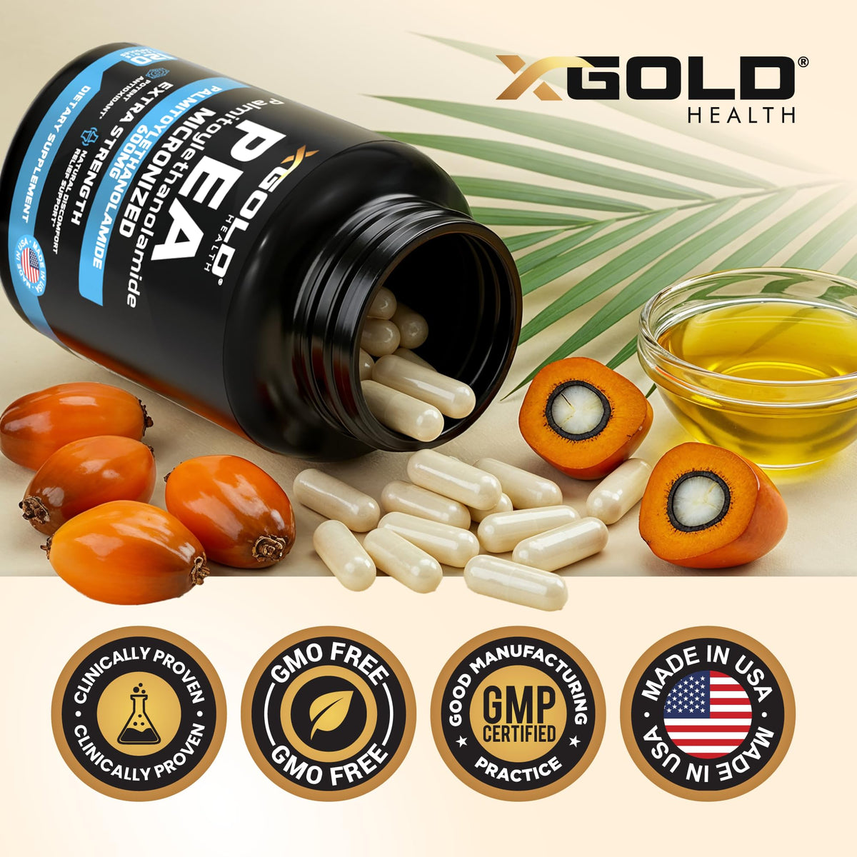 Palmitoylethanolamide Pea Supplement 600 mg | Micronized Pea 99% Highly Purified and Bioavailable | Made in USA | Supplement for Men and Women - 120 Capsules - PrimeBioHealth - canada supplements