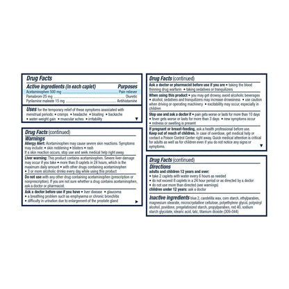 Pamprin Multi-Symptom Formula, with Acetaminophen, Menstrual Period Symptoms Relief, 20 Caplets (Pack of 3) - PrimeBioHealth - canada supplements