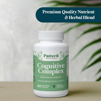 Pattern Wellness Cognitive Complex Supplement – Supports Brain Health & Mental Clarity – with Lion’s Mane, Bacopa & B Vitamins – 60 Vegetarian Capsules - PrimeBioHealth - canada supplements