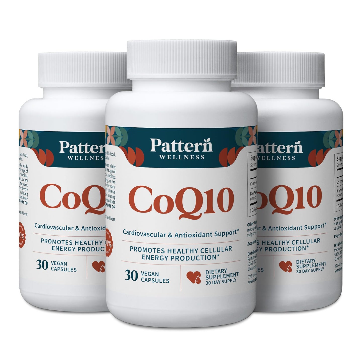 Pattern Wellness CoQ10 – 200mg Ubiquinone with BioPerine® Black Pepper Extract – Cellular Energy & Vitality Support – Non-GMO – 30 Vegan Capsules* - PrimeBioHealth - canada supplements