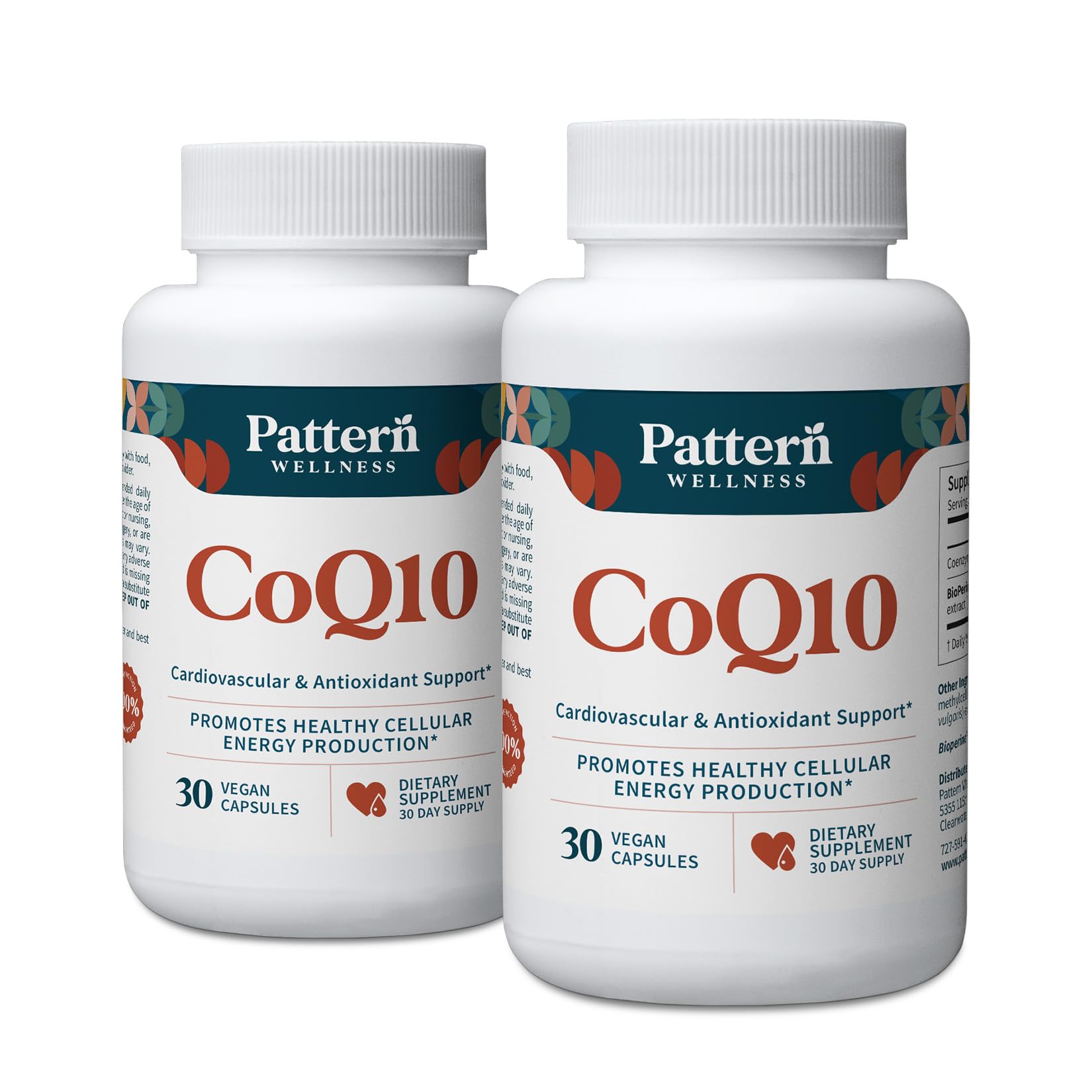 Pattern Wellness CoQ10 – 200mg Ubiquinone with BioPerine® Black Pepper Extract – Cellular Energy & Vitality Support – Non-GMO – 30 Vegan Capsules* - PrimeBioHealth - canada supplements