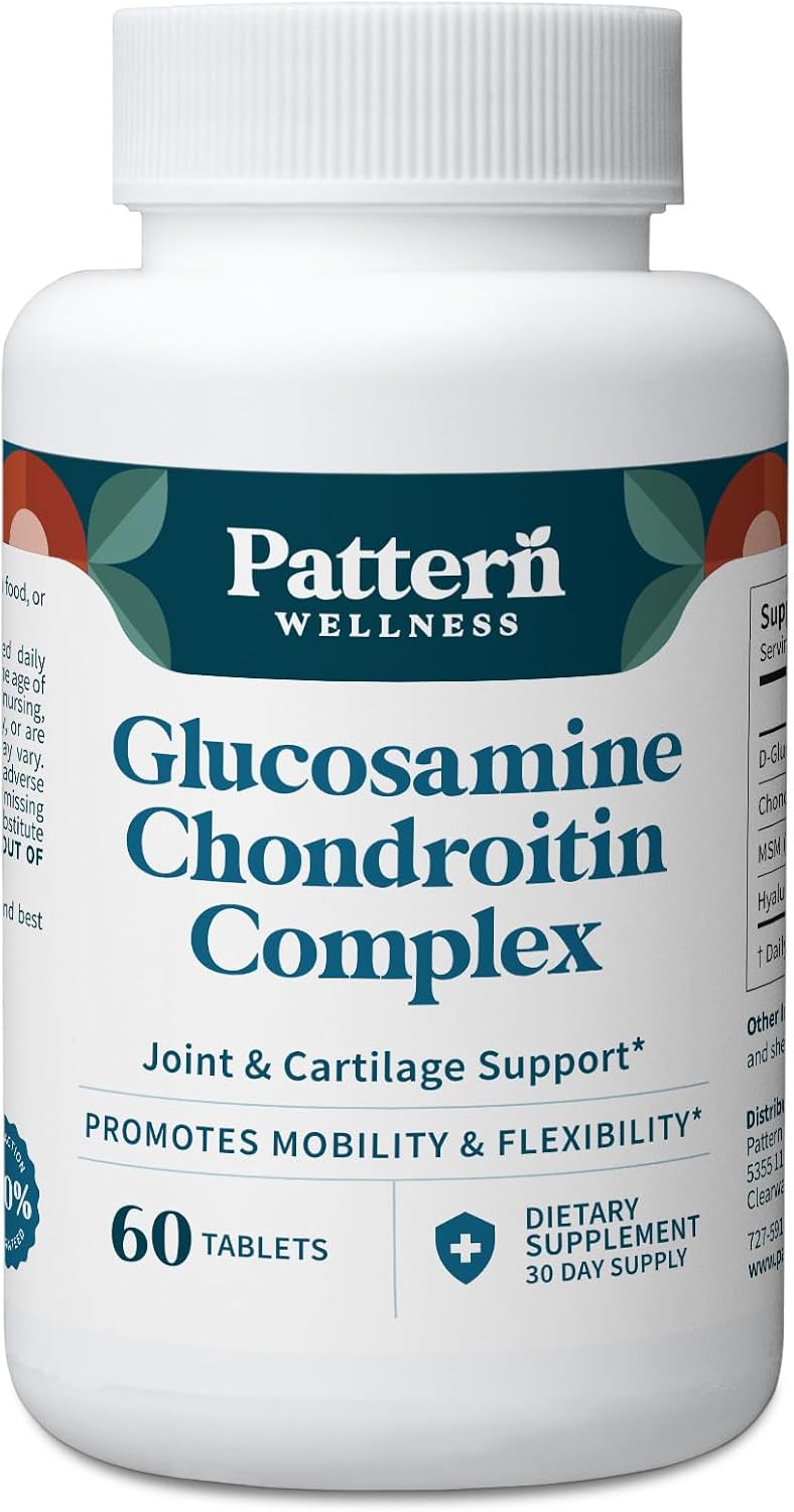 Pattern Wellness Glucosamine Chondroitin Complex with MSM & Hyaluronic Acid – Supports Joint, Cartilage & Flexibility Health – 60 Tablets - PrimeBioHealth - canada supplements