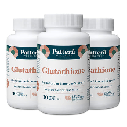 Pattern Wellness Glutathione Supplement - Active Reduced Glutathione Formula with Added Vitamin C - Cell, Antioxidant, + Immune Health Support - 30 Vegan Capsules - PrimeBioHealth - canada supplements
