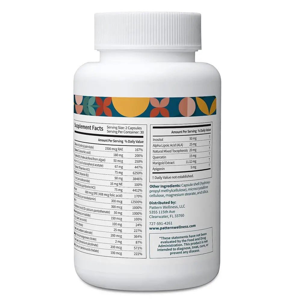 Pattern Wellness Multivitamin for Men & Women – Vitamin A, B, C, D, E – Supports Energy & Wellness – Whole Body Health - PrimeBioHealth - canada supplements