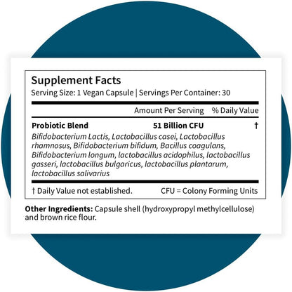 Pattern Wellness Probiotic Supplement – 30 Vegan Capsules | 51 Billion CFU – Supports Digestive Balance & Gut Wellness – Mindfully Sourced, Non-GMO - PrimeBioHealth - canada supplements
