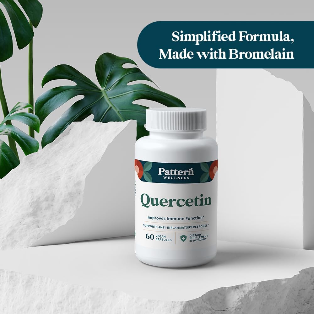 Pattern Wellness Quercetin Supplement with Bromelain - Immune Function & Cellular Health Support - Antioxidant & Whole Body Wellness - 60 Vegan Capsules - PrimeBioHealth - canada supplements