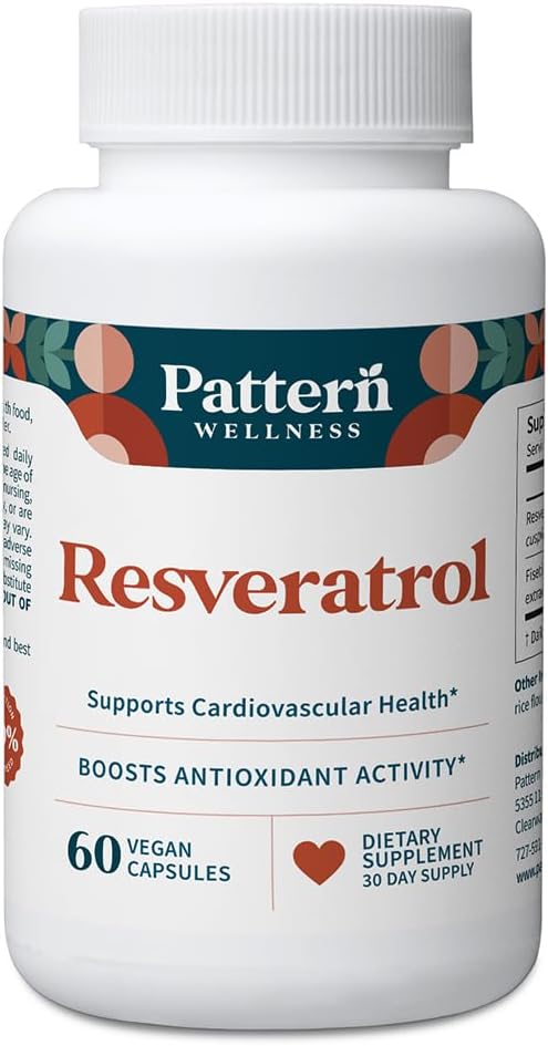 Pattern Wellness Resveratrol with Fisetin – Supports Cellular, Heart & Immune System Health – Promotes Antioxidant Protection – Vegan, Non-GMO, Gluten-Free – 60 Capsules - PrimeBioHealth - canada supplements