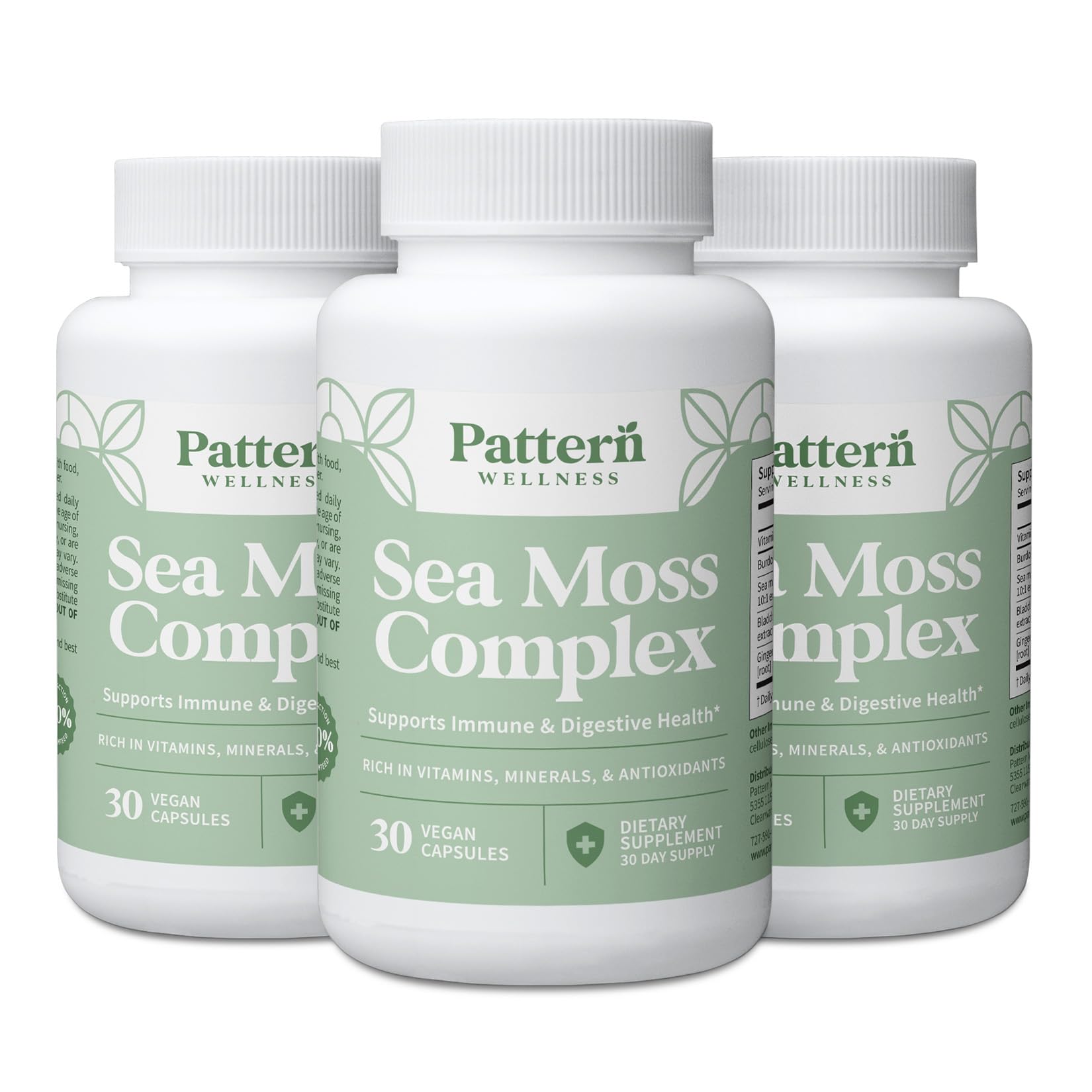 Pattern Wellness Sea Moss Complex – Sea Moss, Burdock Root, Bladderwrack, Vitamin C & Ginger – Supports Immune & Digestive Health – Vegan, Non-GMO – 30 Capsules - PrimeBioHealth - canada supplements